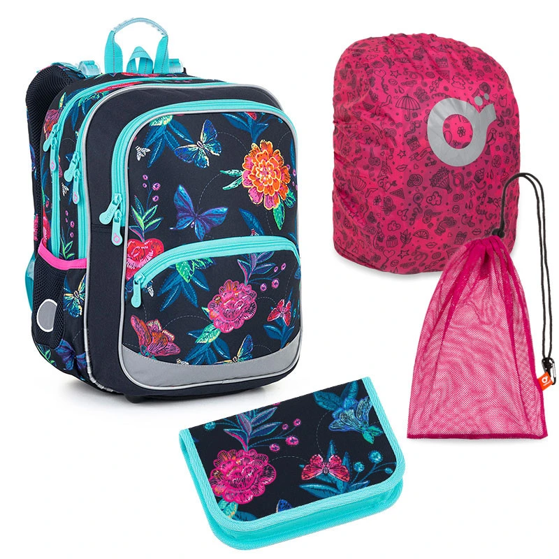 Großes Schulset Topgal BAZI 22003 G - Schulaktentasche + Federmäppchen + Schuhbeutel + Regenhülle 1 Großes Schulset Topgal BAZI 22003 G - Schulaktentasche + Federmäppchen + Schuhbeutel + Regenhülle