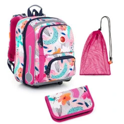 Schulset Topgal BEBE 22001 G - Schulaktentasche + Federmäppchen + Schuhbeutel