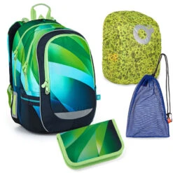 Schulset Topgal CODA 22018 B - Schulrucksack + Federmäppchen + Schuhbeutel + Regenhülle