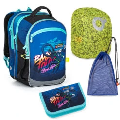 Schulset Topgal COCO 22017 B - Schulrucksack + Federmäppchen + Schuhbeutel + Regenhülle