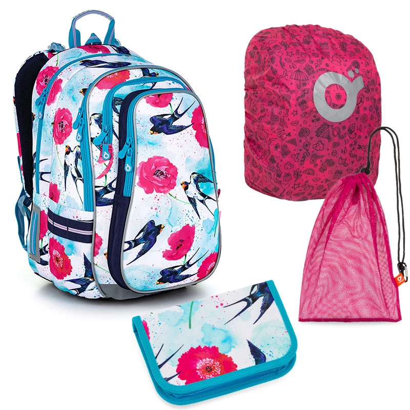 Großes Schulset Topgal LYNN 22008 G - Schulrucksack + Federmäppchen + Schuhbeutel + Regenhülle 1 Großes Schulset Topgal LYNN 22008 G - Schulrucksack + Federmäppchen + Schuhbeutel + Regenhülle