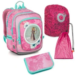 Großes Schulset Topgal ENDY 23005 G - Schulrucksack + Federmäppchen + Schuhbeutel + Regenhülle