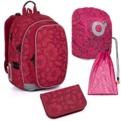 Großes Schulset Topgal MIRA 23009 G - Schulrucksack + Federmäppchen + Schuhbeutel + Regenhülle