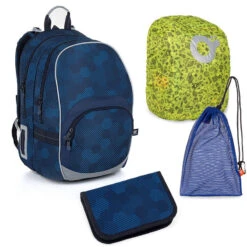 Großes Schulset Topgal KIMI 23020 B - Schulrucksack + Federmäppchen + Schuhbeutel + Regenhülle